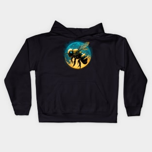 Enchanting Night Journey: A Cool Bee in Search of Nectar Kids Hoodie